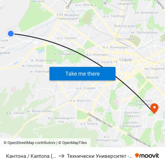 Кантона / Kantona (0789) to Технически Университет - София map