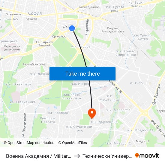 Военна Академия / Military Academy (0441) to Технически Университет - София map