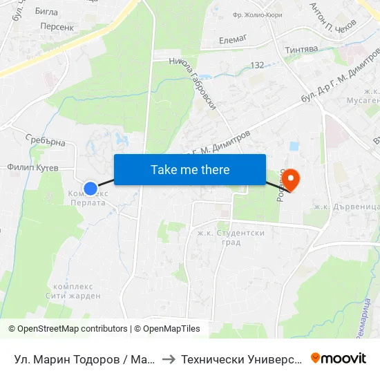 Ул. Марин Тодоров / Marin Todorov St. to Технически Университет - София map
