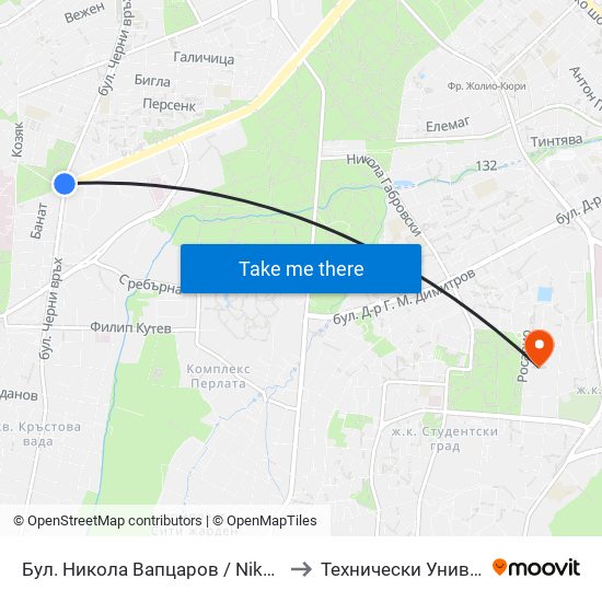 Бул. Никола Вапцаров / Nikola Vaptsarov Blvd. (0343) to Технически Университет - София map
