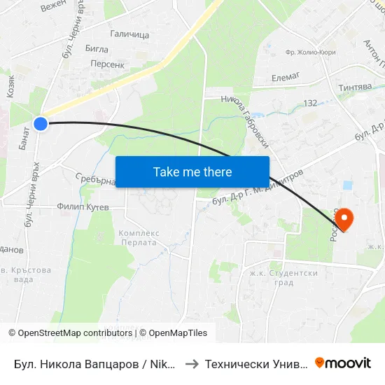 Бул. Никола Вапцаров / Nikola Vaptsarov Blvd. (0342) to Технически Университет - София map