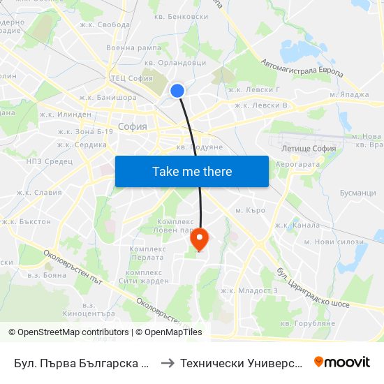Бул. Първа Българска Армия (6575) to Технически Университет - София map