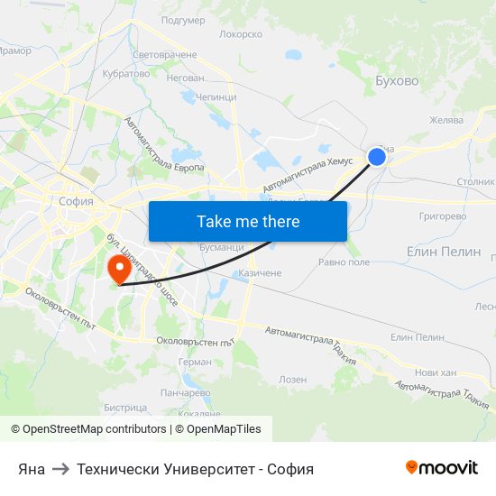 Яна to Технически Университет - София map