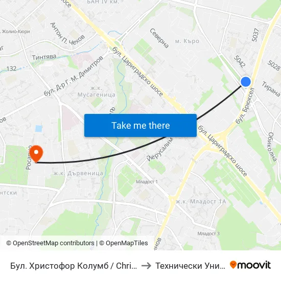 Бул. Христофор Колумб / Christopher Columbus Blvd. (0577) to Технически Университет - София map