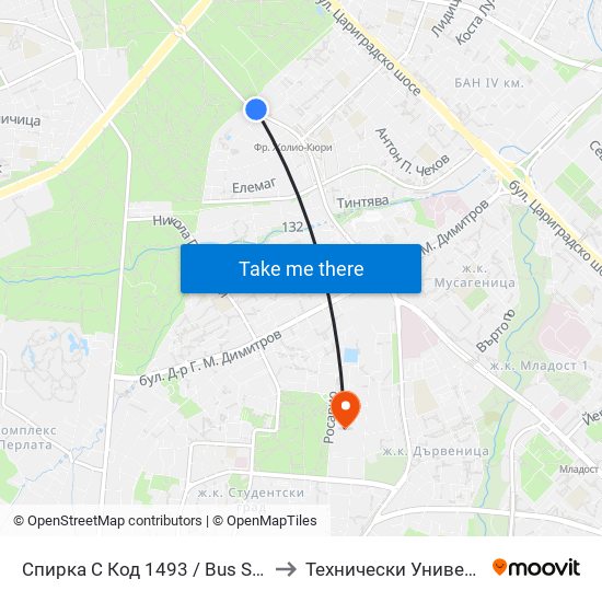 Руско Посолство / Russian Embassy (1493) to Технически Университет - София map