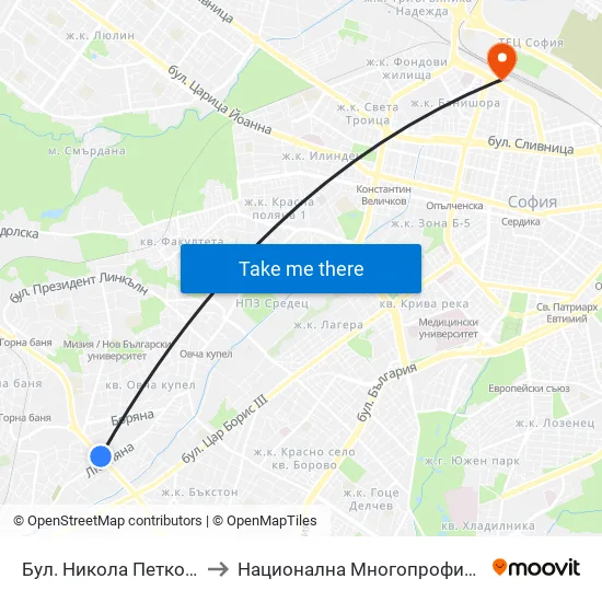 Бул. Никола Петков / Nikola Petkov Blvd. (0347) to Национална Многопрофилна Транспортна Болница Цар Борис III map