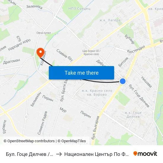 Бул. Гоце Делчев / Gotse Delchev Blvd. (0308) to Национален Център По Физикално Лечение И Рехабилитация map