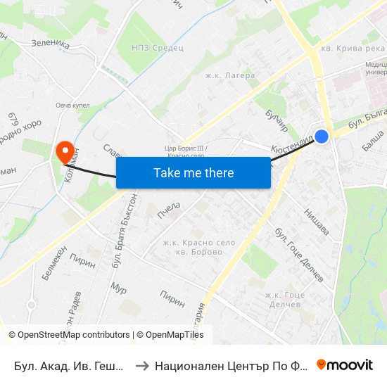 Бул. Акад. Ив. Гешов / Ivan Geshov Blvd. (0275) to Национален Център По Физикално Лечение И Рехабилитация map