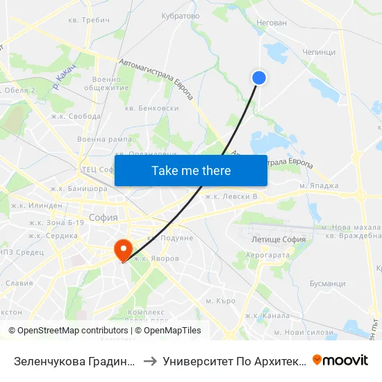 Зеленчукова Градина / Vegetable Garden (0736) to Университет По Архитектура, Строителство И Геодезия map