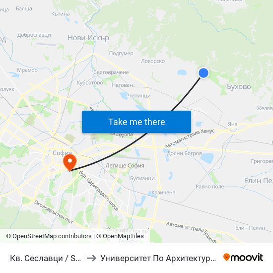 Кв. Сеславци / Seslavtsi Qr. (0897) to Университет По Архитектура, Строителство И Геодезия map