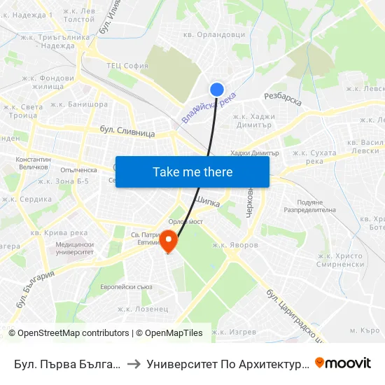 Бул. Първа Българска Армия (6382) to Университет По Архитектура, Строителство И Геодезия map