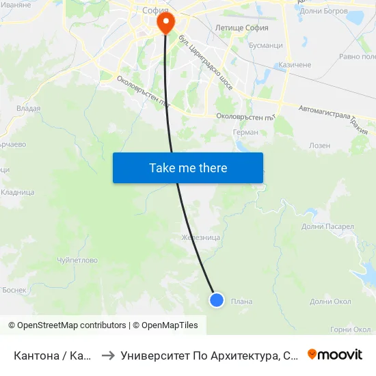 Кантона / Kantona (0791) to Университет По Архитектура, Строителство И Геодезия map