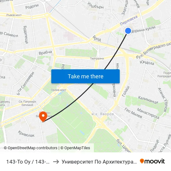 143-То Оу / 143-Th School (2396) to Университет По Архитектура, Строителство И Геодезия map