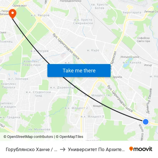 Горублянско Ханче / Gorublyansko Hanche (0497) to Университет По Архитектура, Строителство И Геодезия map
