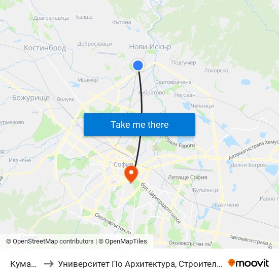 Кумарица to Университет По Архитектура, Строителство И Геодезия map