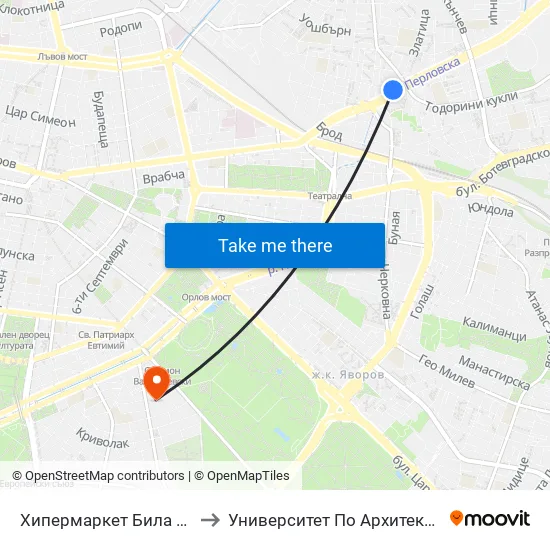 Ⓜ️ Метростанция Хаджи Димитър / Hadzhi Dimitar Metro Station (2108) to Университет По Архитектура, Строителство И Геодезия map