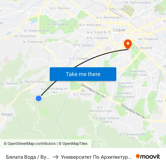 Бялата Вода / Byalata Voda (6063) to Университет По Архитектура, Строителство И Геодезия map