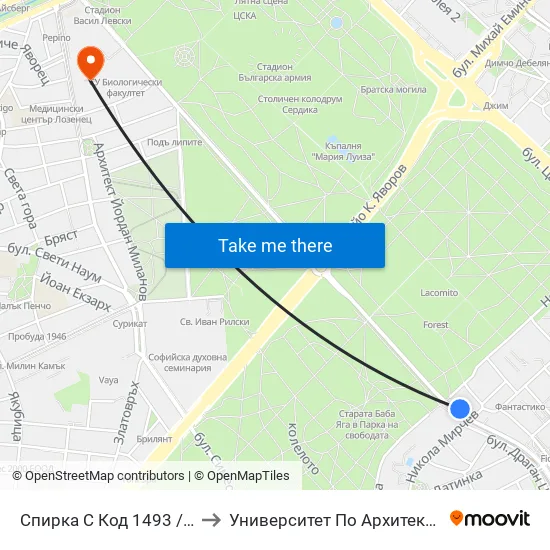Руско Посолство / Russian Embassy (1493) to Университет По Архитектура, Строителство И Геодезия map