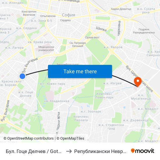 Бул. Гоце Делчев / Gotse Delchev Blvd. (0314) to Републикански Неврологичен Диспансер map