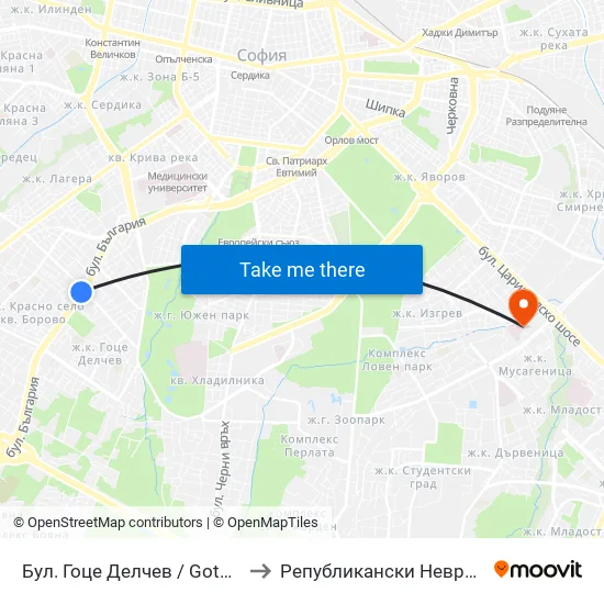 Бул. Гоце Делчев / Gotse Delchev Blvd. (0308) to Републикански Неврологичен Диспансер map