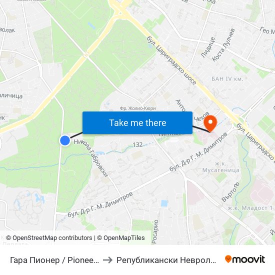Гара Пионер / Pioneer Station (0465) to Републикански Неврологичен Диспансер map