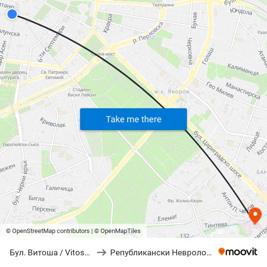 Бул. Витоша / Vitosha Blvd. (2825) to Републикански Неврологичен Диспансер map