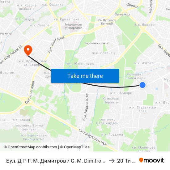 Бул. Д-Р Г. М. Димитров / G. M. Dimitrov Blvd. (0317) to 20-Ти Дкц map