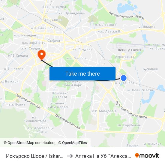 Искърско Шосе / Iskarsko Shosse to Аптека На Уб ""Александровска"" map