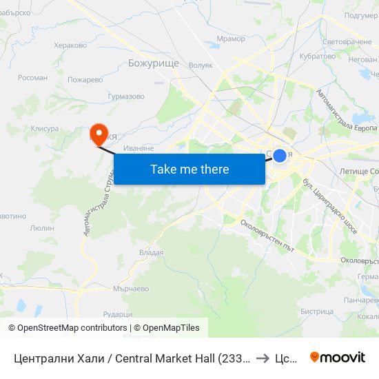 Централни Хали / Central Market Hall (2337) to Цсмп map