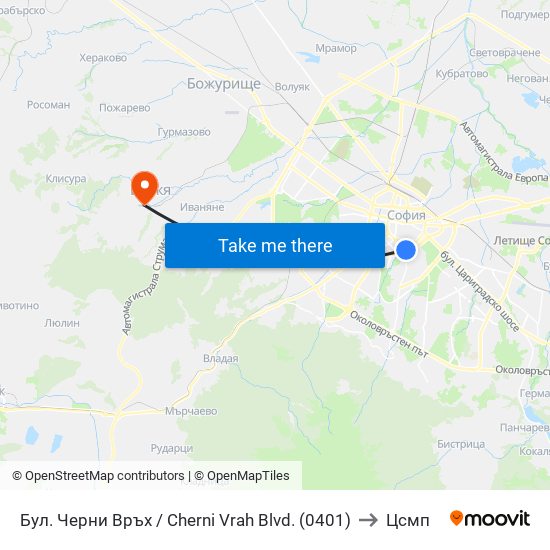 Бул. Черни Връх / Cherni Vrah Blvd. (0401) to Цсмп map