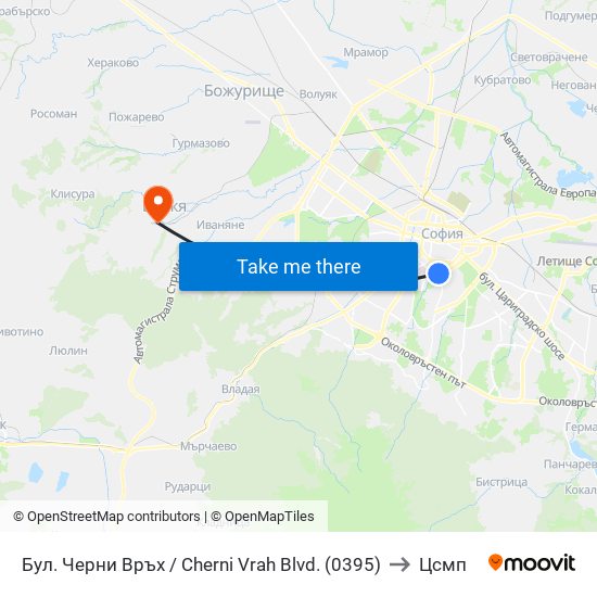 Бул. Черни Връх / Cherni Vrah Blvd. (0395) to Цсмп map