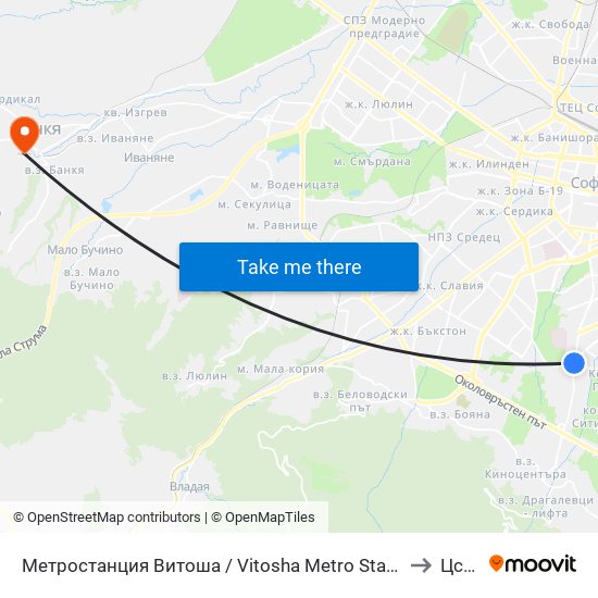 Метростанция Витоша / Vitosha Metro Station (2756) to Цсмп map
