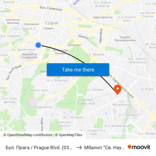 Бул. Прага / Prague Blvd. (0365) to Mбалнп “Св. Наум” map