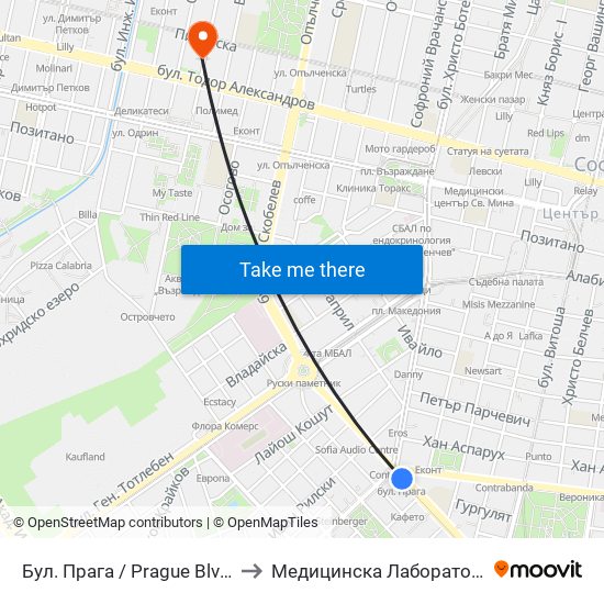 Бул. Прага / Prague Blvd. (0365) to Медицинска Лаборатория Сана map