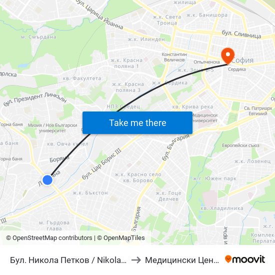 Бул. Никола Петков / Nikola Petkov Blvd. (0350) to Медицински Център Св. Мина map