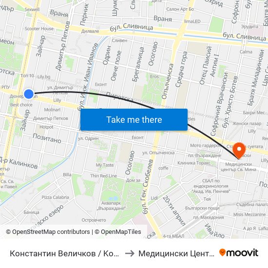 Константин Величков / Konstantin Velichkov to Медицински Център Св. Мина map