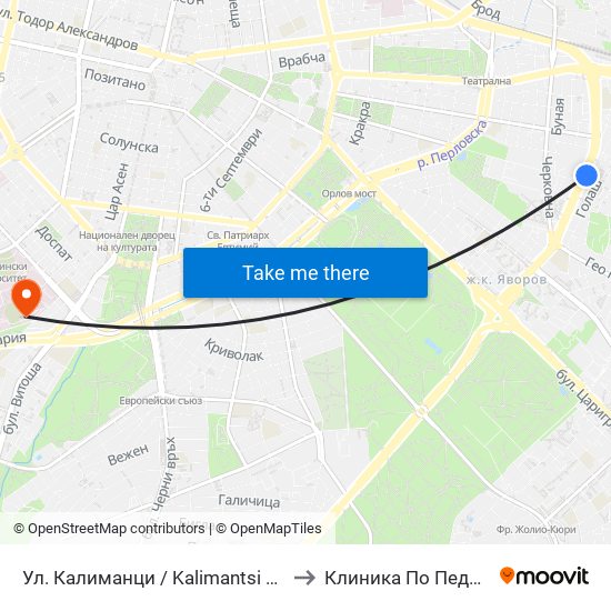Ул. Калиманци / Kalimantsi St. (1972) to Клиника По Педиатрия map