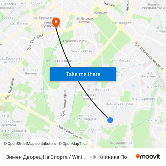 Зимен Дворец На Спорта / Winter Sports Palace (0742) to Клиника По Педиатрия map