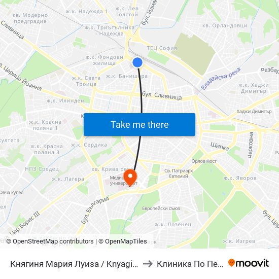 Княгиня Мария Луиза / Knyaginya Maria Luiza to Клиника По Педиатрия map