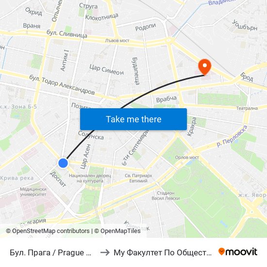 Бул. Прага / Prague Blvd. (0365) to Му Факултет По Обществено Здраве map