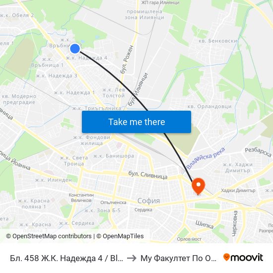 Бл. 458 Ж.К. Надежда 4 / Bl. 458, Nadezhda Qr. (0221) to Му Факултет По Обществено Здраве map