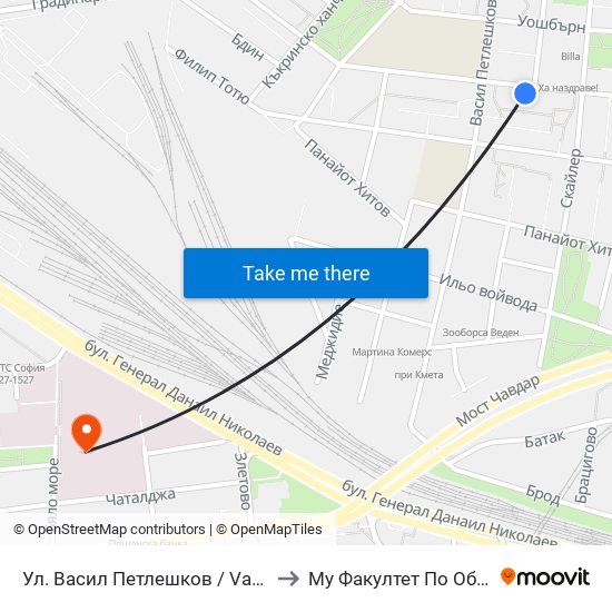 Ул. Васил Петлешков / Vasil Petleshkov St. (1864) to Му Факултет По Обществено Здраве map