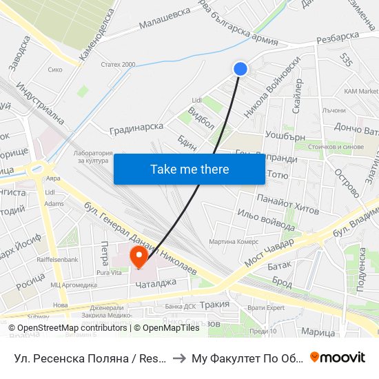 Ул. Ресенска Поляна / Resenska Polyana St. (2157) to Му Факултет По Обществено Здраве map