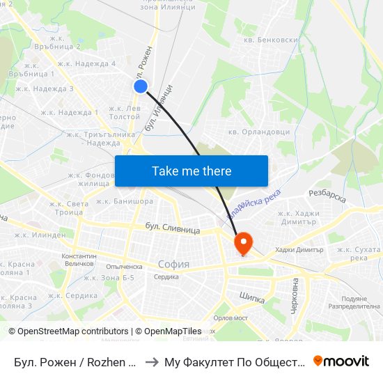 Бул. Рожен / Rozhen Blvd. (0546) to Му Факултет По Обществено Здраве map