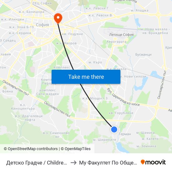 Детско Градче / Children’S Town (0536) to Му Факултет По Обществено Здраве map