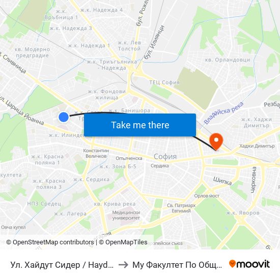 Ул. Хайдут Сидер / Haydut Sider St. (2228) to Му Факултет По Обществено Здраве map