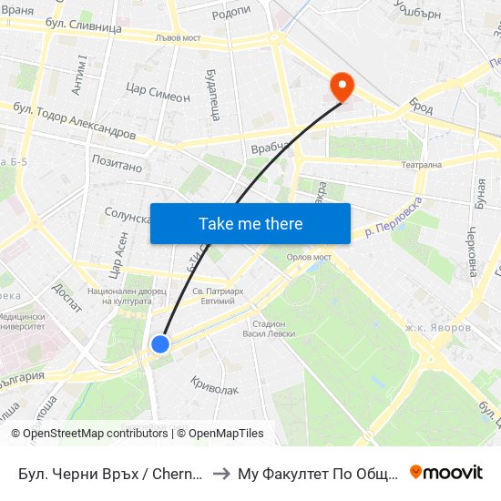 Бул. Черни Връх / Cherni Vrah Blvd. (0401) to Му Факултет По Обществено Здраве map