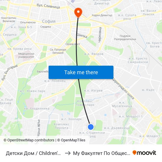 Детски Дом / Children's Home (0524) to Му Факултет По Обществено Здраве map