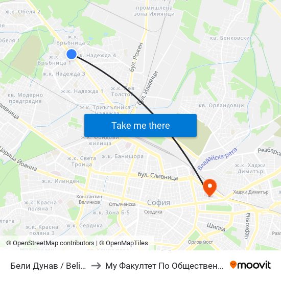 Бели Дунав / Beli Dunav to Му Факултет По Обществено Здраве map