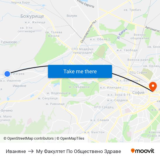 Иваняне to Му Факултет По Обществено Здраве map